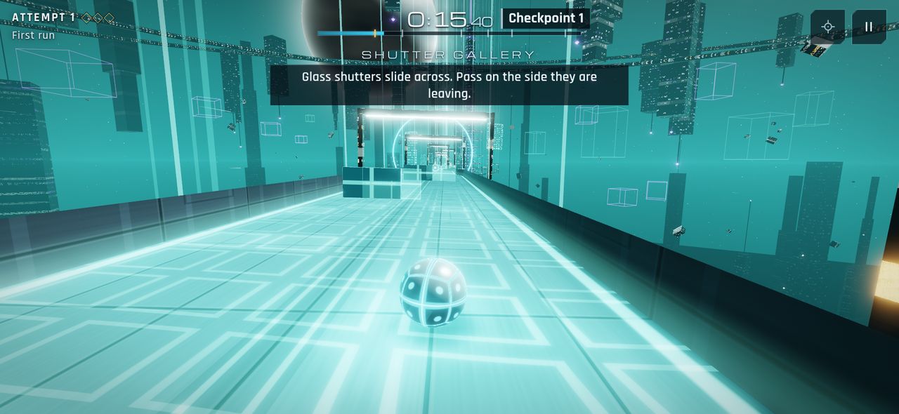 Gameplay in level 3, Glassworks.